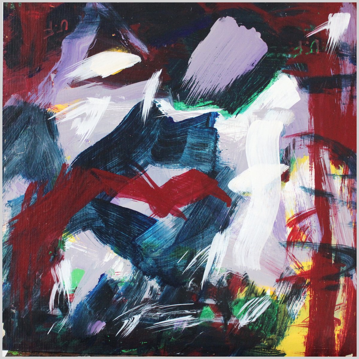 Abstract Acrylic Painting By Victorine Follana, 13 X 13", La Vie Est Compliquee, Original Artwork