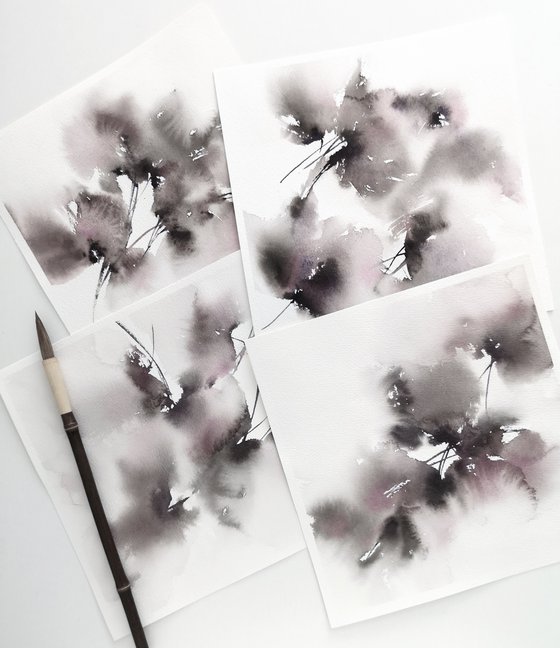 Gray abstract flowers