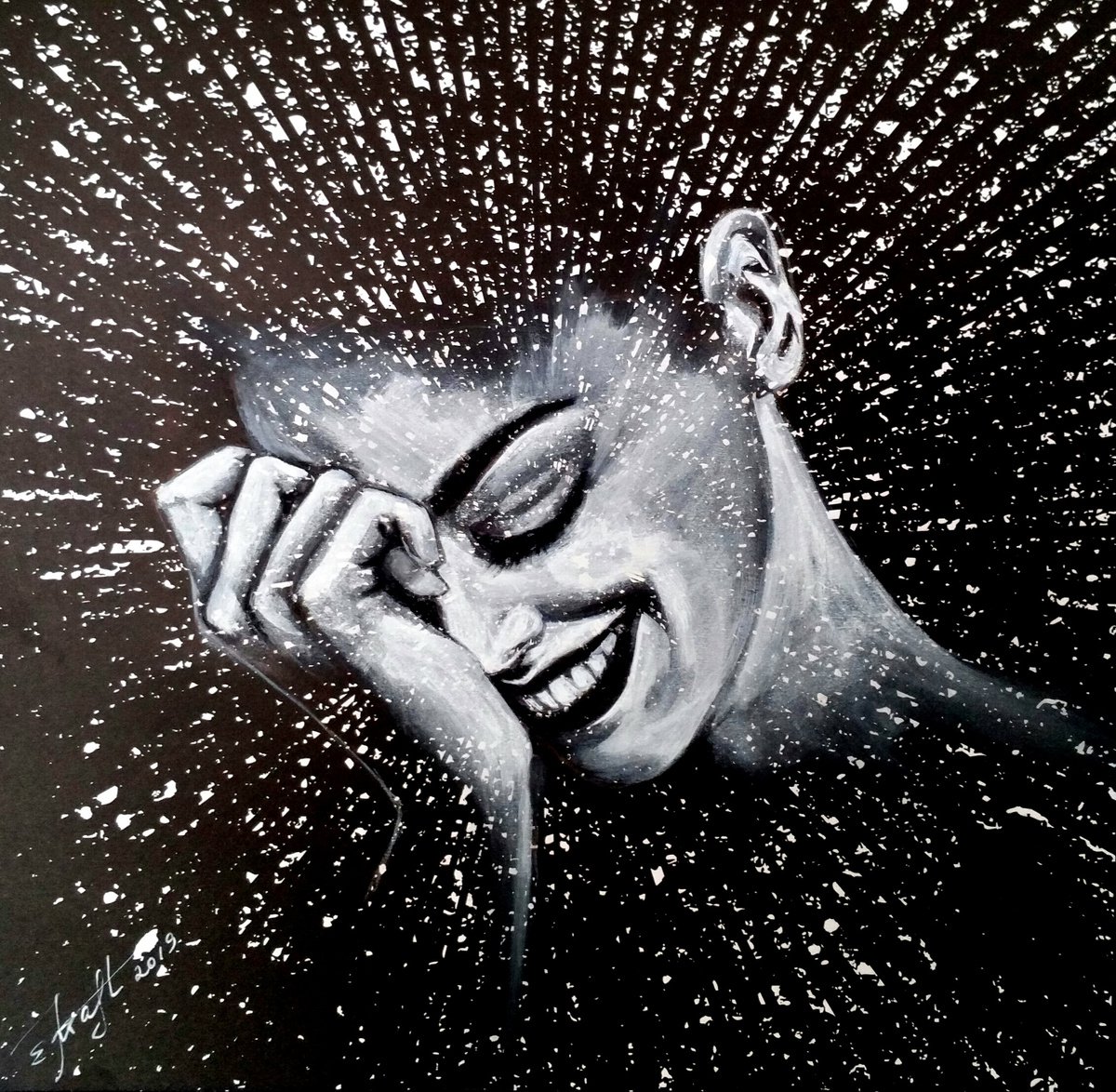 Expressive Portrait Painting By Elena Kraft, 12 X 12, Holy , Original Artwork