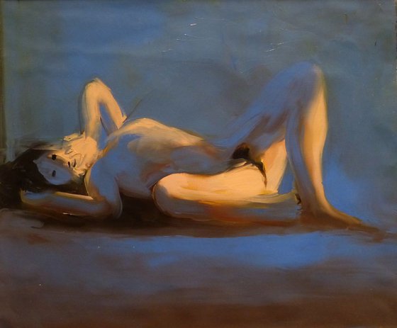 Nude in Blue, oil on canvas, 46x55 cm