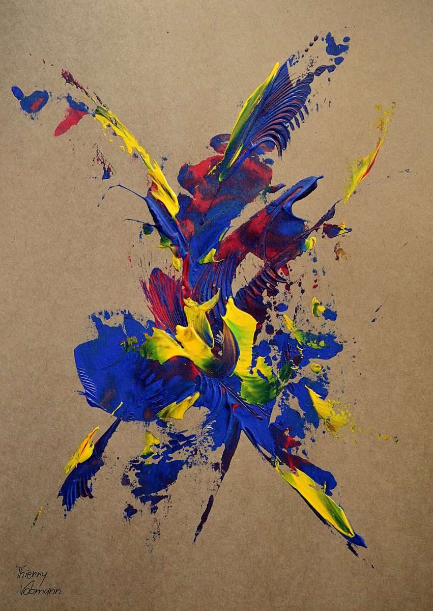 Abstract Acrylic Painting By Thierry Vobmann. Abstract ., 12 X 17", Natural Style 25, Original Artwork