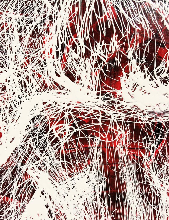 Red & white abstract nude. 40X60cm