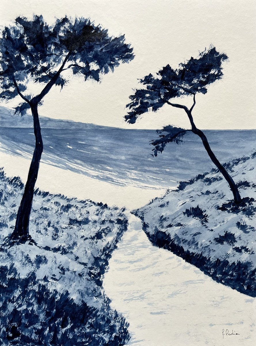 Painting , Beach Entrance By Cadiou Frederic, 13 X 17, Artwork For Sale On Artfinder