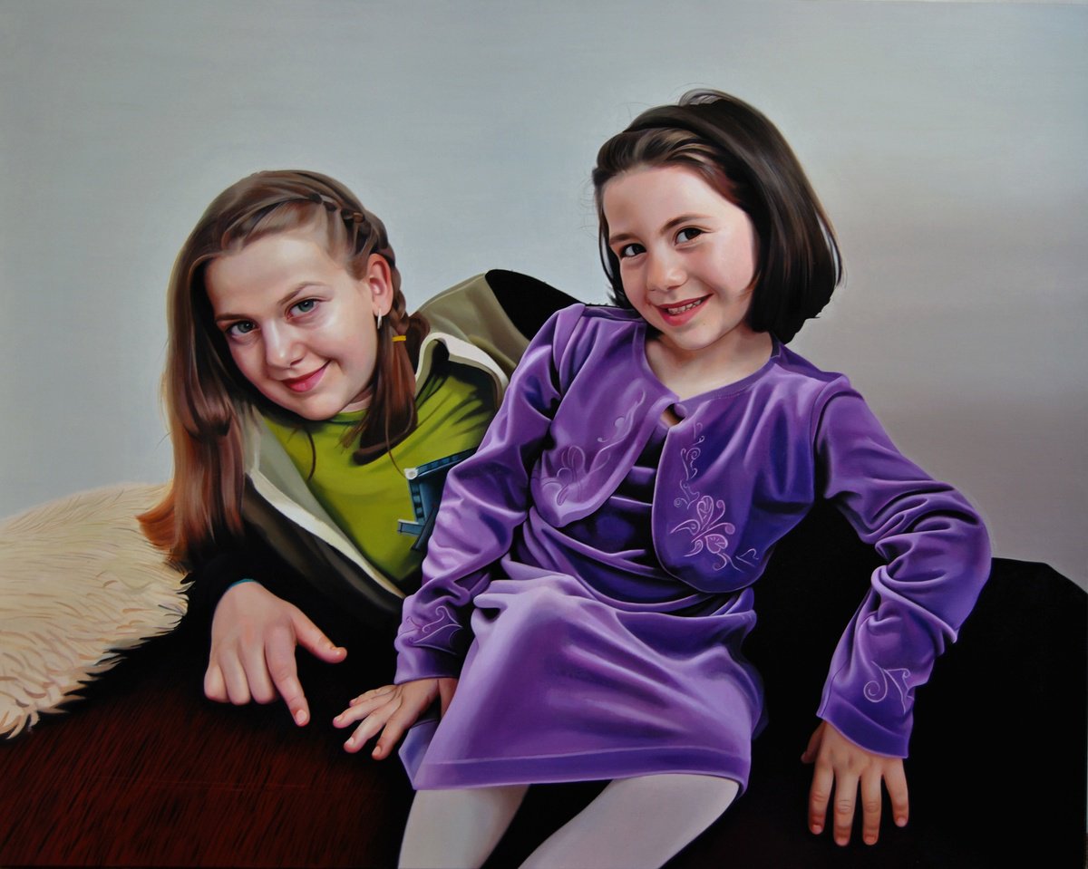 Sisters, Portrait from photo by Valeri Tsvetkov