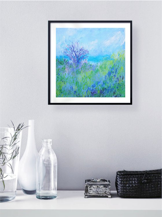 Spring sea | Glade with blue flowers.