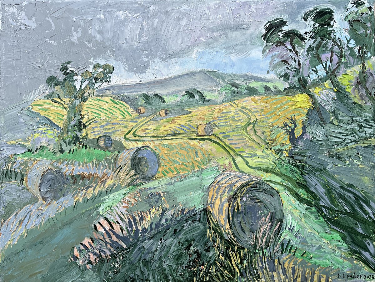 Hay Bails near Lindefarne by Frank Creber