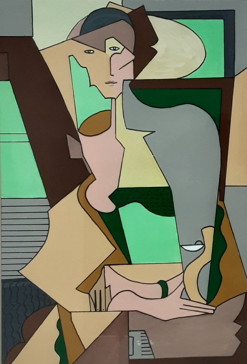 Organic Portrait Painting By Paul Heron, 13 X 17", Portrait, Original Artwork