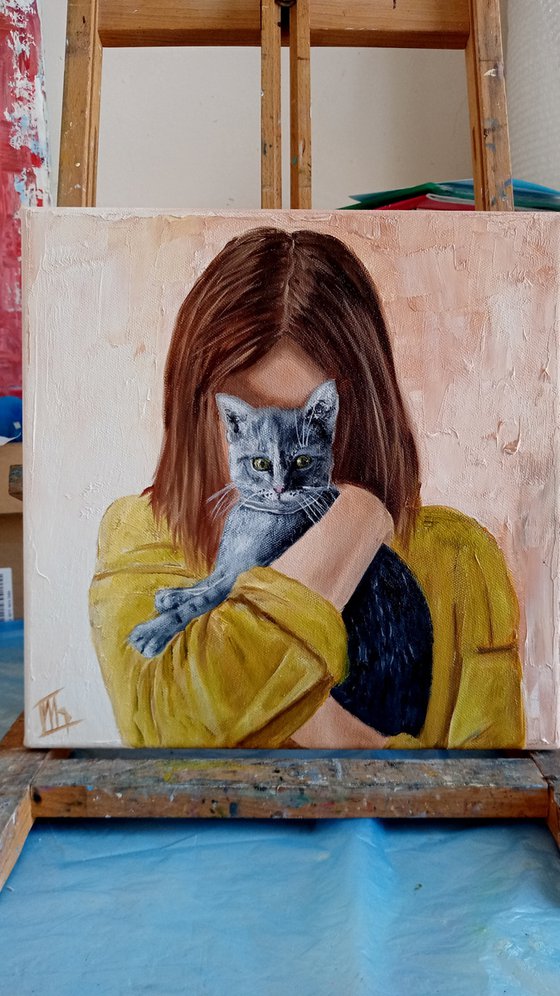 My lovely friend. Girl and Cat
