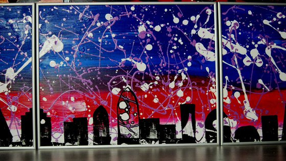 cityscape (triptych, framed artwork)