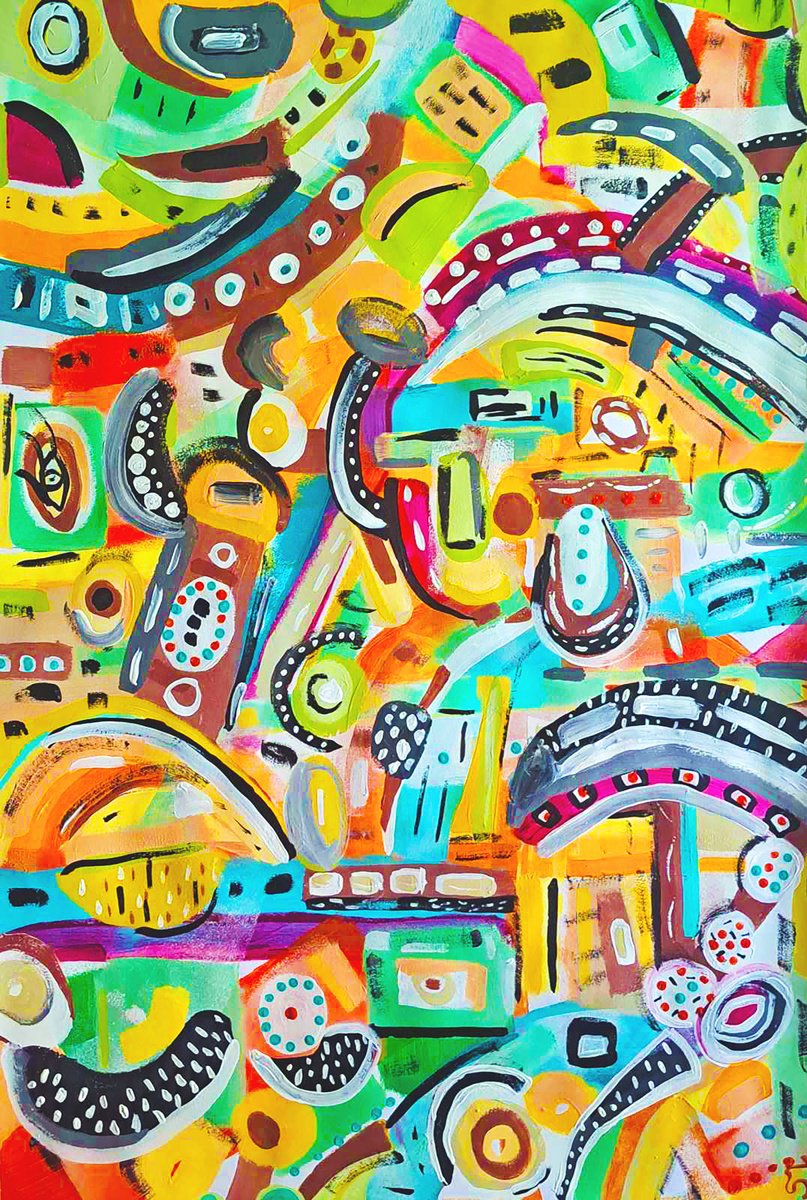 Organic Abstract Acrylic Painting By Sanja Jancic, 28 X 39", The Secret Life 1, Original Artwork