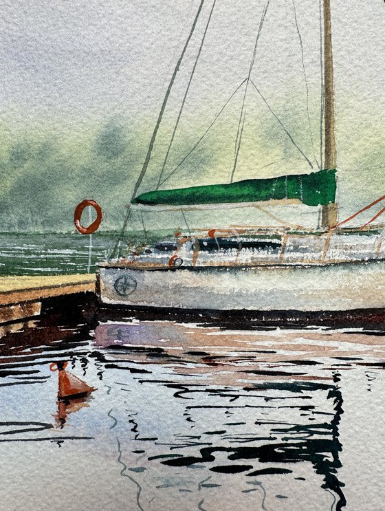 Peace. Yacht at sunset in Krakow