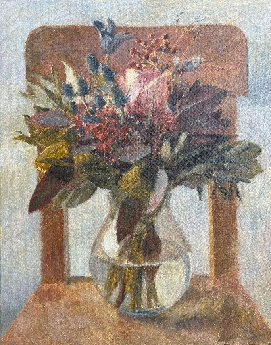 Impressionistic Still Life Oil Painting By Liudmyla Chemodanova, 16 X 20", Greetings From Autumn, Original Artwork