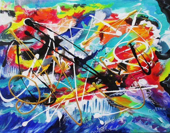 Energy of Chaos 040423, Acrylic Original Painting on Stretched Canvas, Vibrant and Inspiring