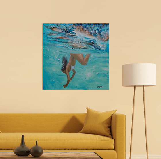 Swimming girl 32x32 in