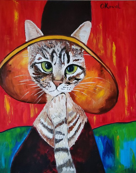 Cat  in a Hat, inspired by Amedeo Clemente Modigliani