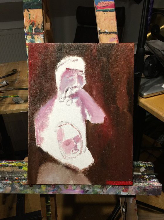 Grieving Man 9x12 Oil On canvas