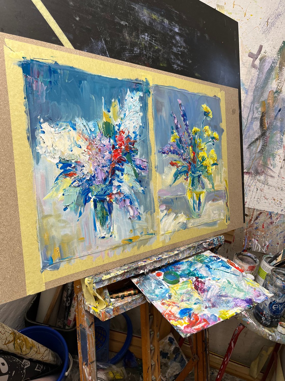 Original Oil Painting - Abstract Flowers, by Altin Furxhi
