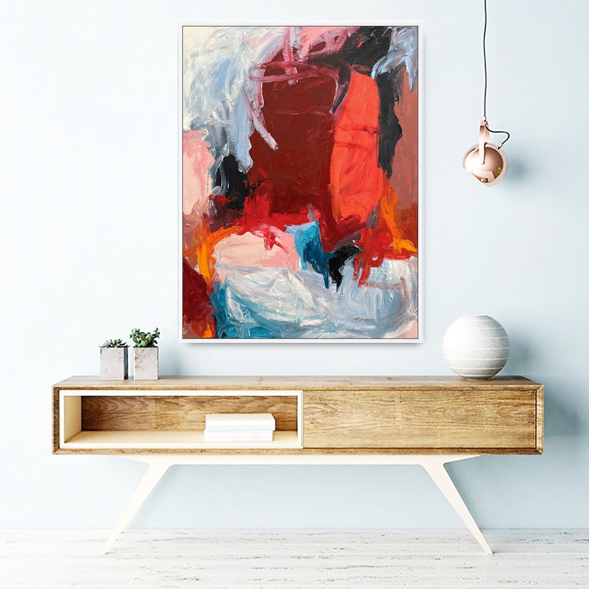 Abstract Acrylic Painting By Melanie Crawford, 31 X 42", Remy (Framed), Original Artwork