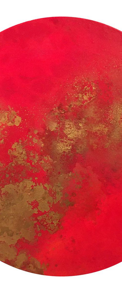 Blaze, 70 x 70cm, Circle Canvas Art for the Home, Hallway, Office, Shop, Restaurant or Hotel by Corinne Natel