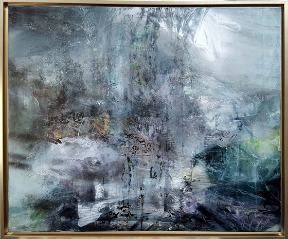 Huge framed diaphane mindscape abstract unique style 126 x 106 cm by O KLOSKA