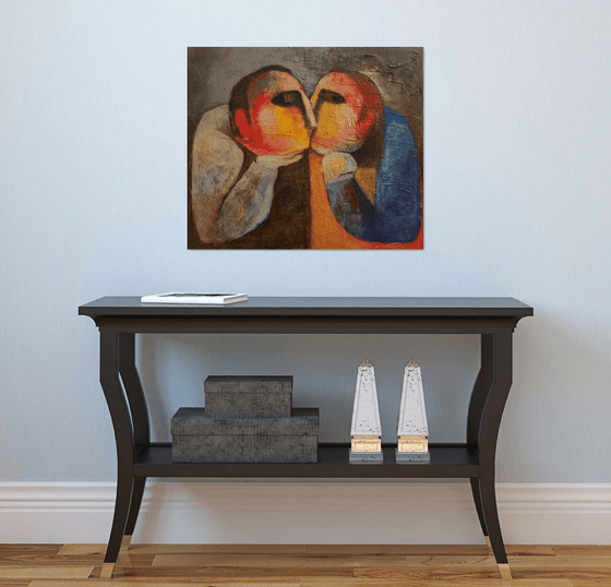 Kiss(Acrylic painting, 60x70cm, ready to hang)