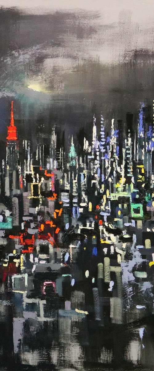 The Silver Moon over Manhattan by Chin H Shin