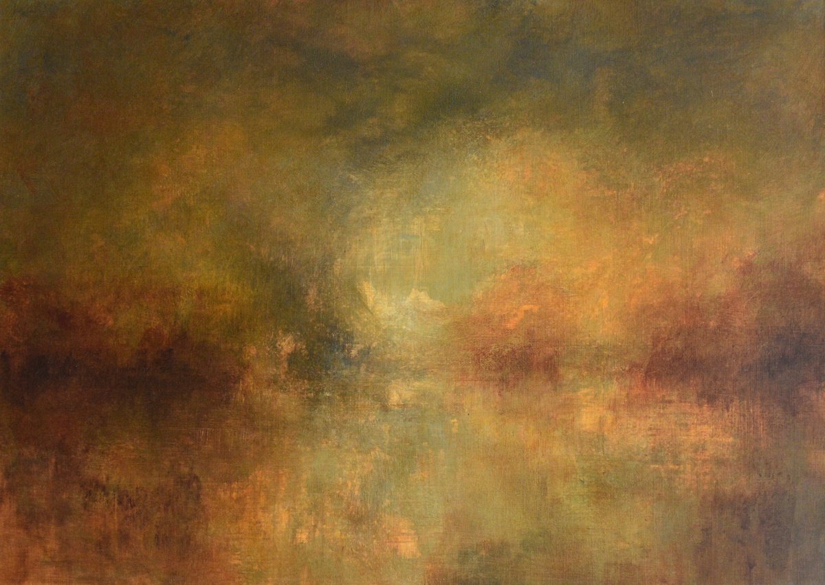 Impressionistic Landscape Acrylic Painting By Colin Slater, 16 X 12, Evening Calm, Original Artwork