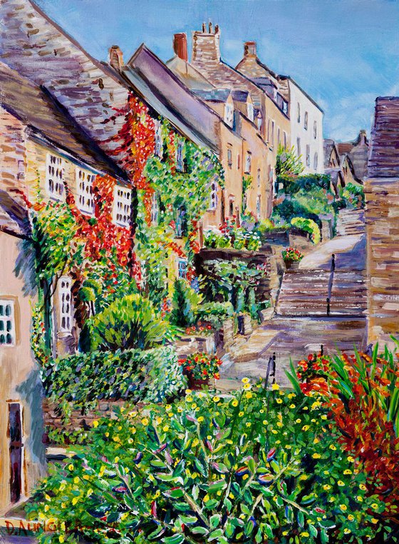 SUMMER - LOOKING UP THE CHIPPING STEPS, TETBURY