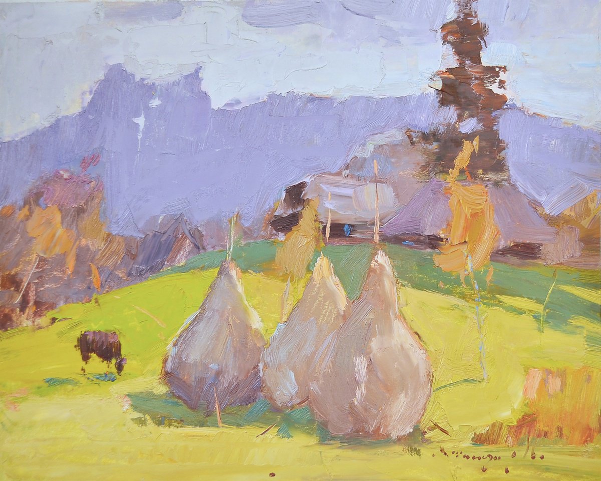 Impressionistic Landscape Oil Painting By Alexander Shandor, 18 X 14, Contourage, Original Artwork