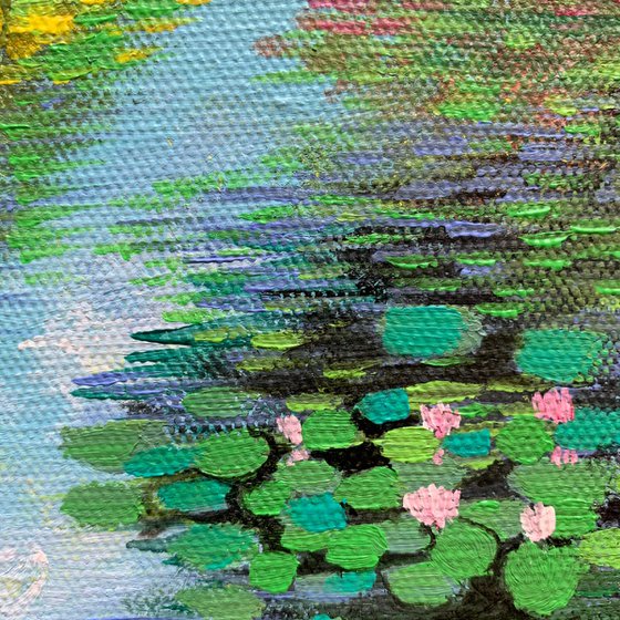 Monets Garden ! Small Painting!!  Ready to hang