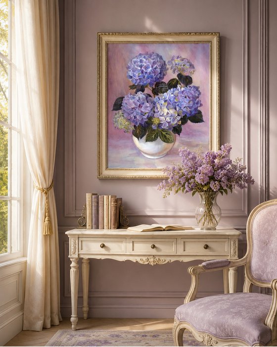 Hydrangea in a white vase