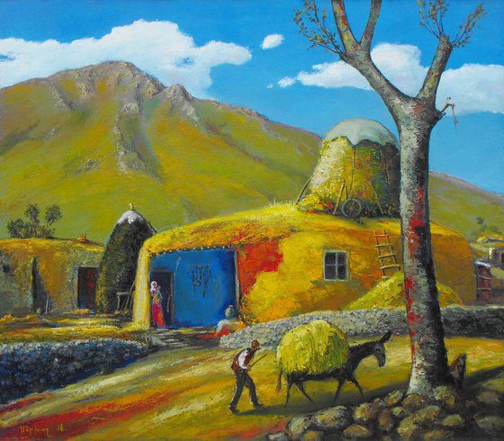 Rural life (70X80cm, oil painting, ready to hang)
