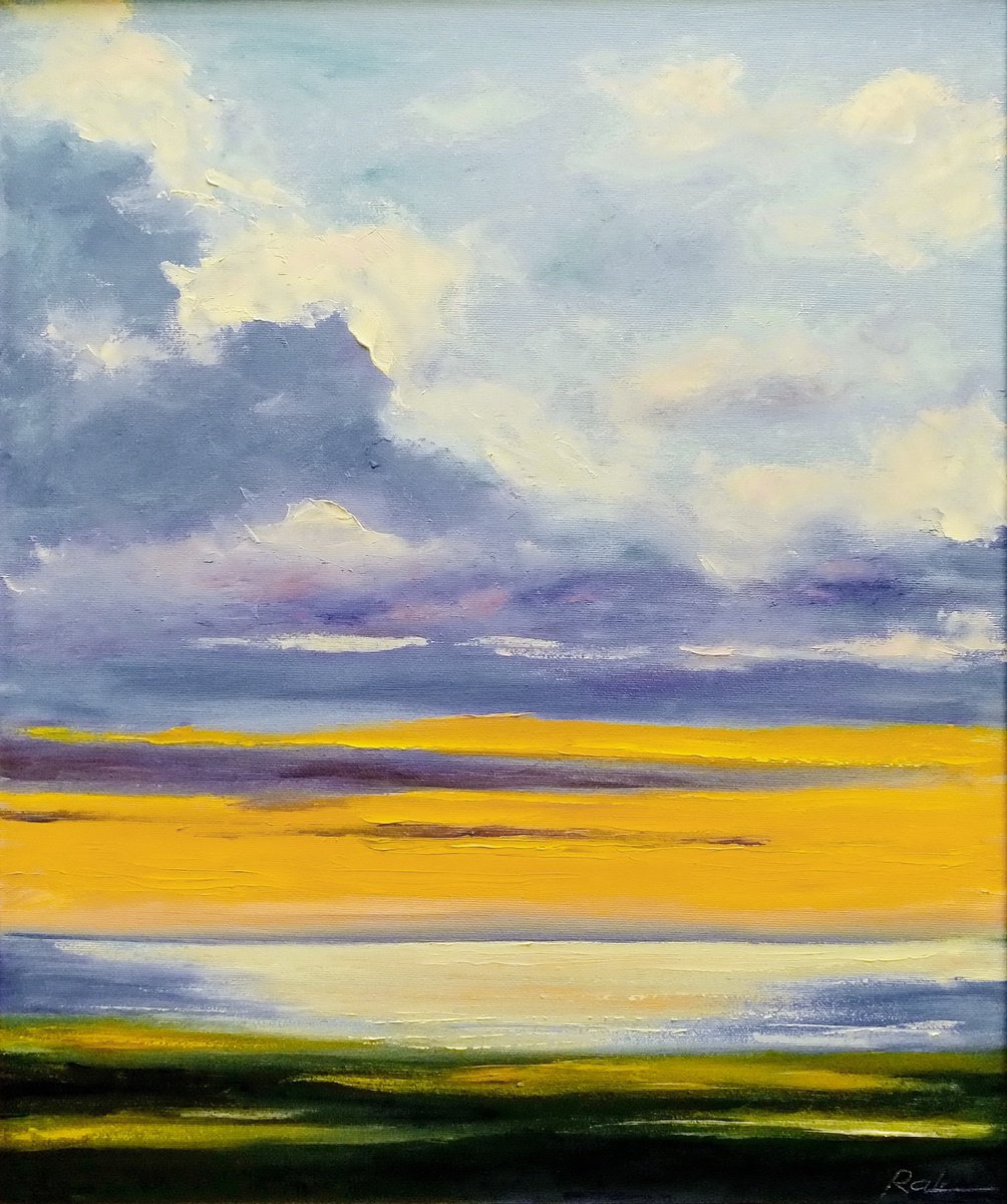 Abstract Landscape Oil Painting By Oleh Rak, 20 X 24", Heavenly Landscape 6, Original Artwork