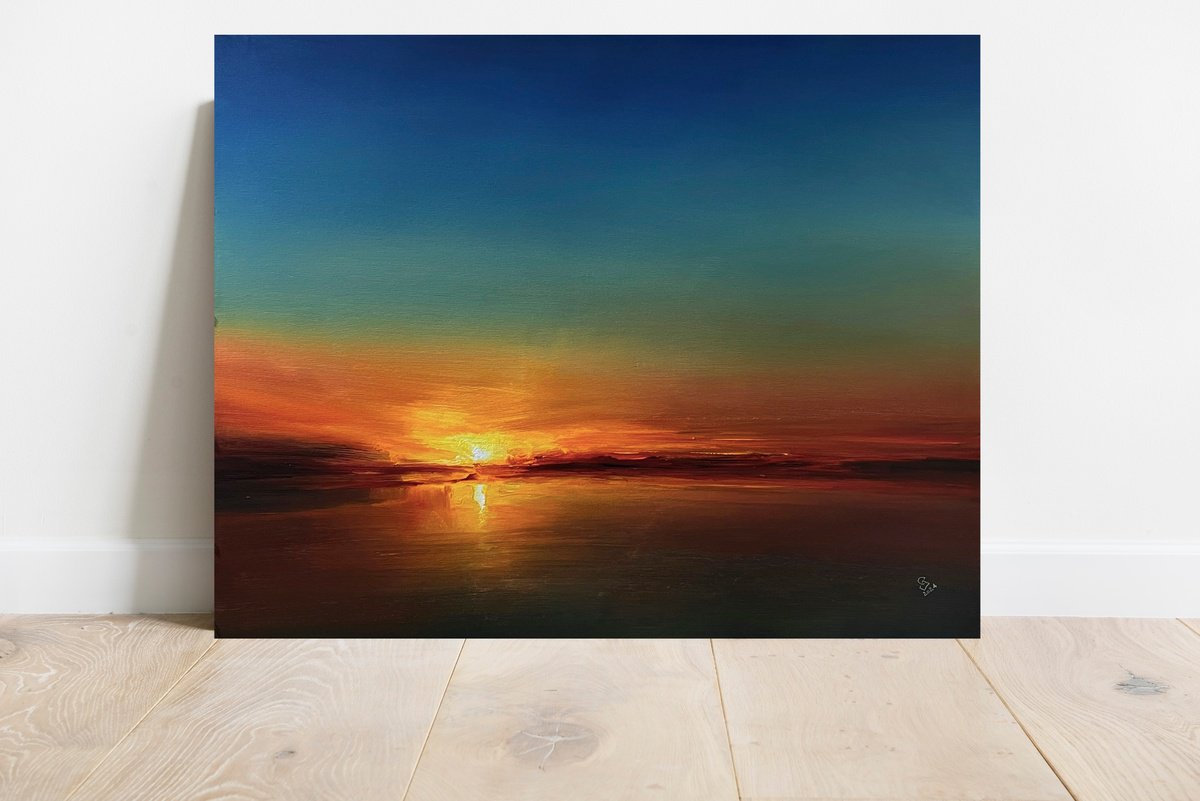 Abstract Landscape Acrylic Painting By Ivan Grozdanovski, 39 X 31, In The Calm Of The Evening 3, Original Artwork