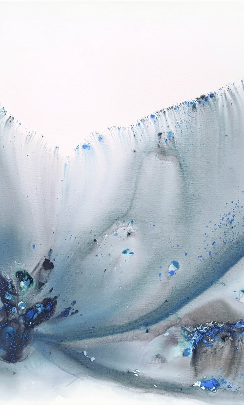 Nature 589 — Abstract Unfurling Blue Bloom by Muriel Napoli