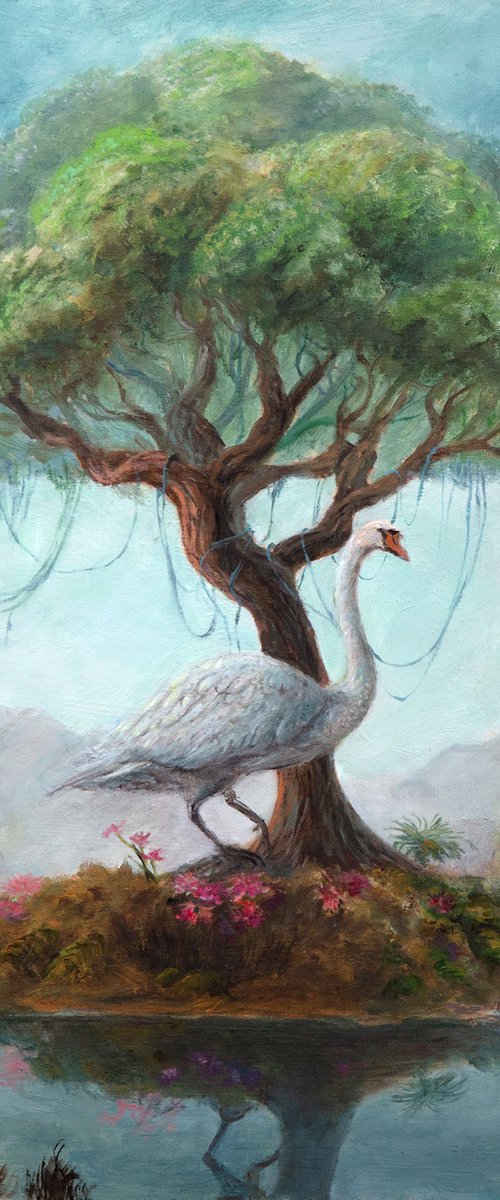 Traveler and the Swan by Nikolina Petolas