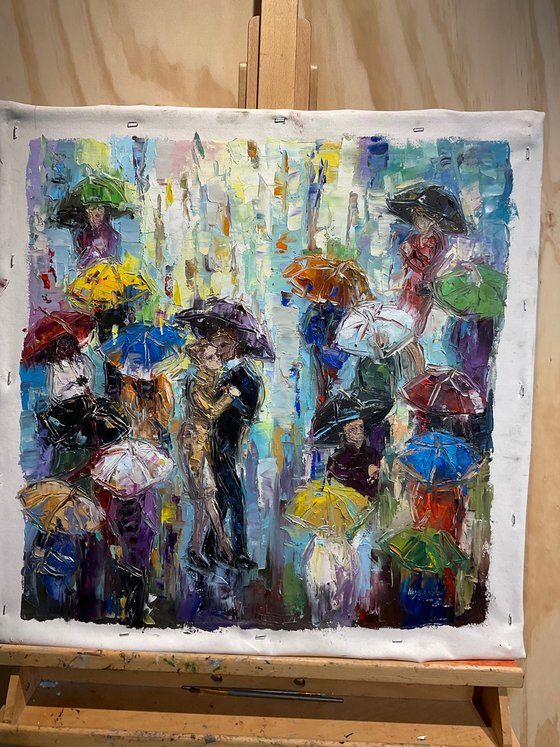 Umbrellas. Tango under the rain
