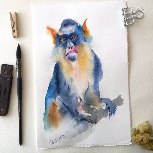 Bright monkey (series Bright color animals 6 of 6) by Olga Shefranov (Tchefranov)