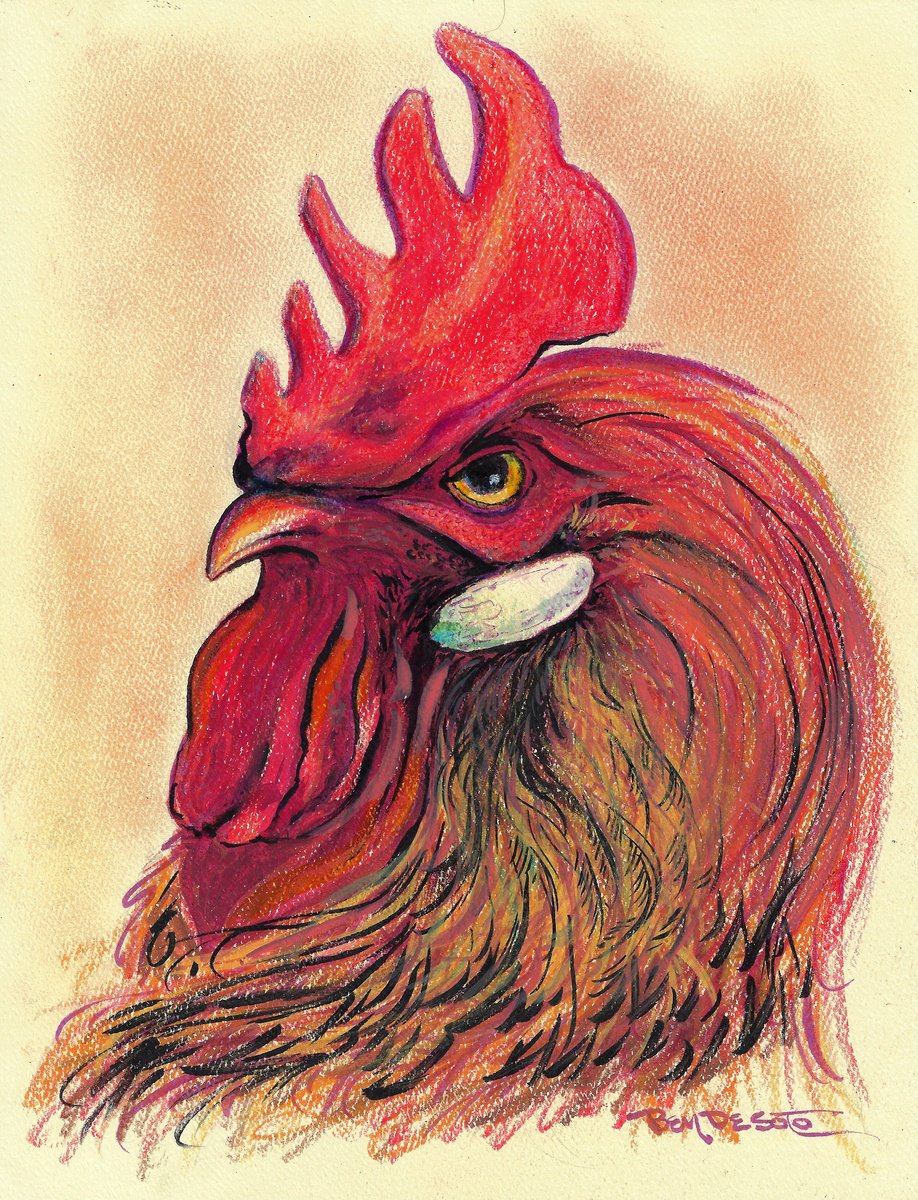 Animal Drawing By Ben De Soto, 9 X 11, Big Red, Original Artwork