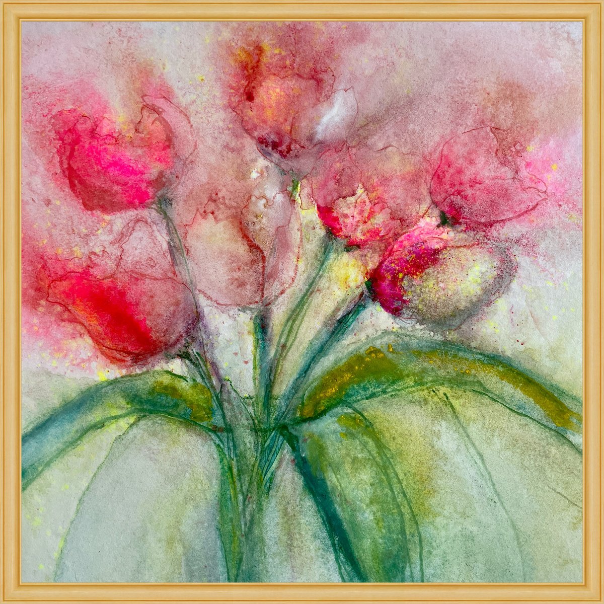 A Hint of Tulips - Tulips Flowers Watercolor by Gesa Reuter