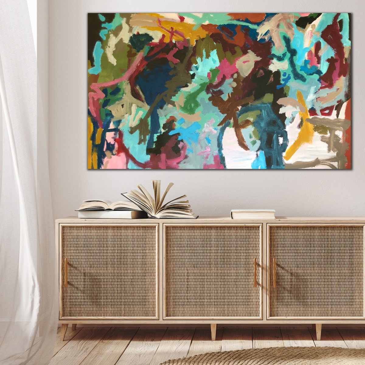 Organic Abstract Acrylic Painting By Kylie Sams, 60 X 36", The Voice Of Wonder, Original Artwork