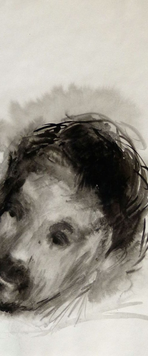 Portrait 18P2, ink on paper 41x29 cm by Frederic Belaubre