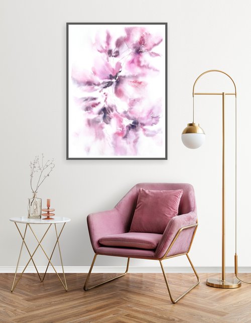Flowers. Pink abstract bouquet. by Olga Grigo
