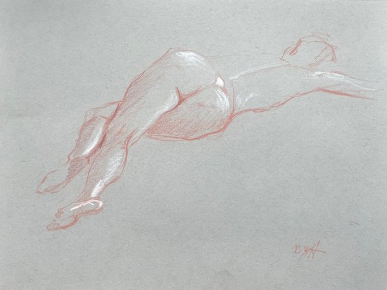 nude drawing. lying model