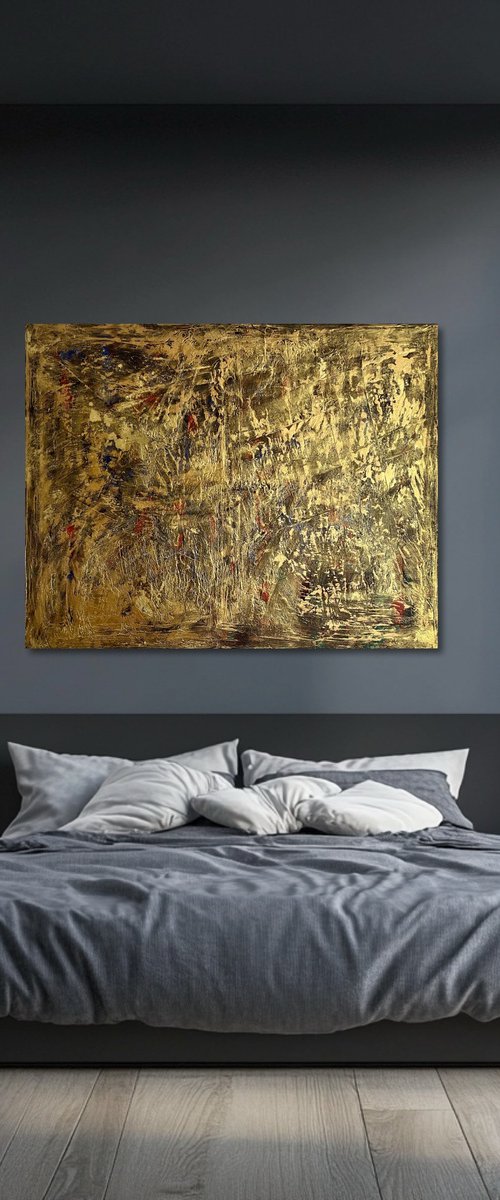Gold Leaf 100x80x2 by Exclusive Arts