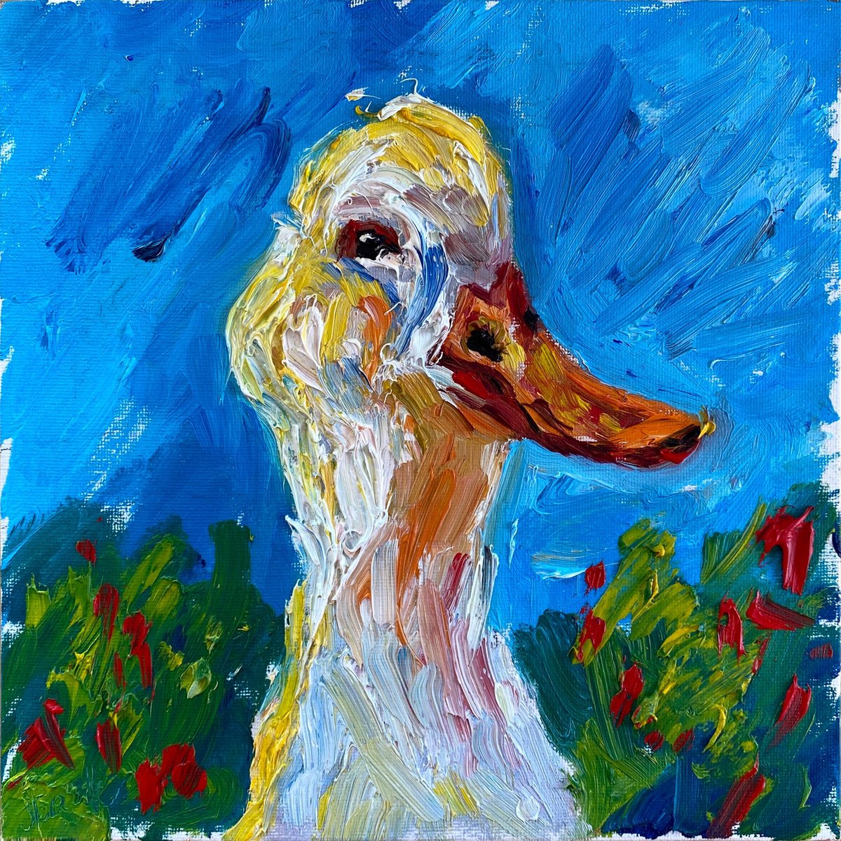 Domestic goose portrait by Oksana Fedorova
