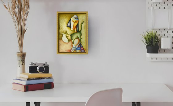 Golden Portrait with Cat