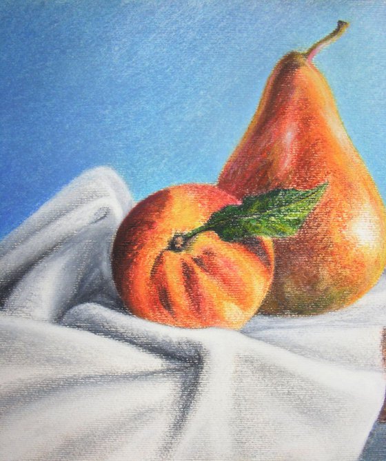"Pear and two peaches"