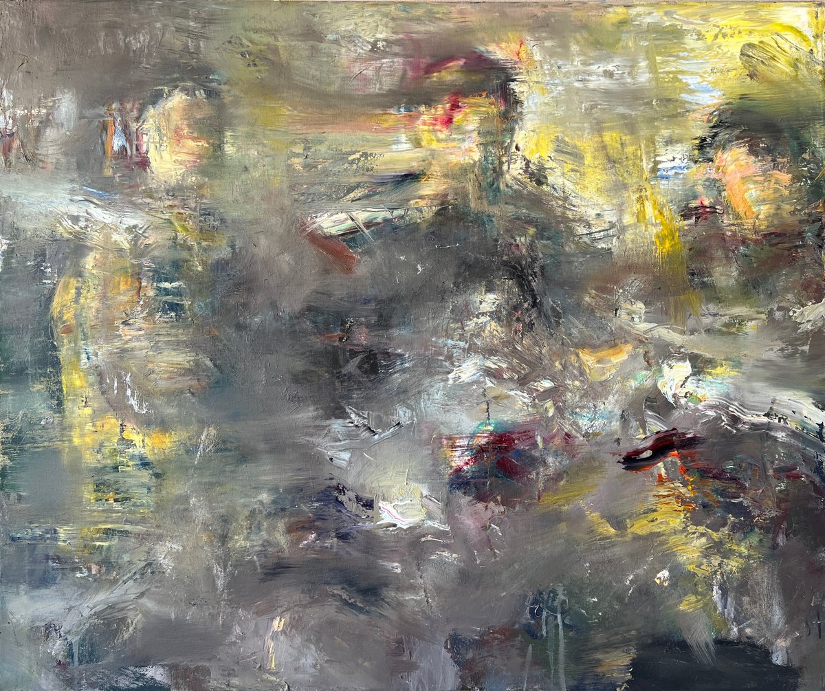 Abstract Portrait Oil Painting By Zakhar Shevchuk, 47 X 39", Long Time Ago, Original Artwork