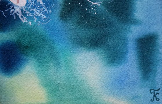 Surf Watercolour Painting, Surfing Sea Ocean Art Original, Boho Summer Wall Art, Gift for Surfer